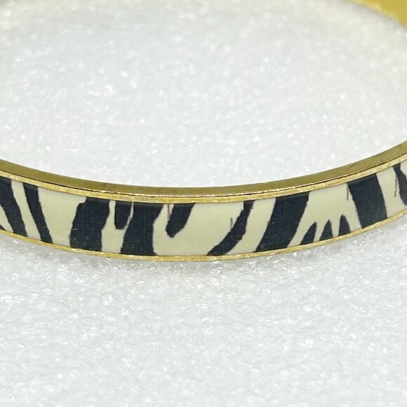 J.Crew Zebra Print Bangle Bracelet Gold-Tone Enamel - Picture 3 of 9